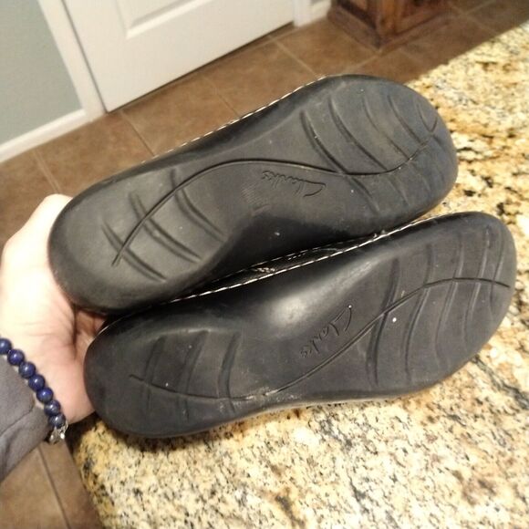 Clarks Bendables Ashland Alpine 62637 Slip On Black Leather Flat Shoes Sz 9 M - Picture 8 of 13